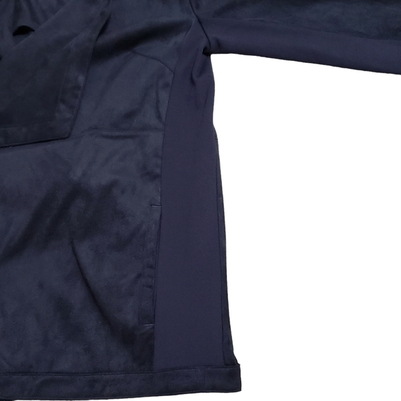 J. Jill Womens Faux Leather Suede Jacket  Blue Draped Open Front Size X-Small - Picture 11 of 11